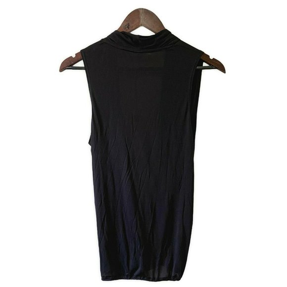 Lanston Women's Small Solid Sleeveless Crossfront Micro Modal Shirt Black $136 - Picture 5 of 6